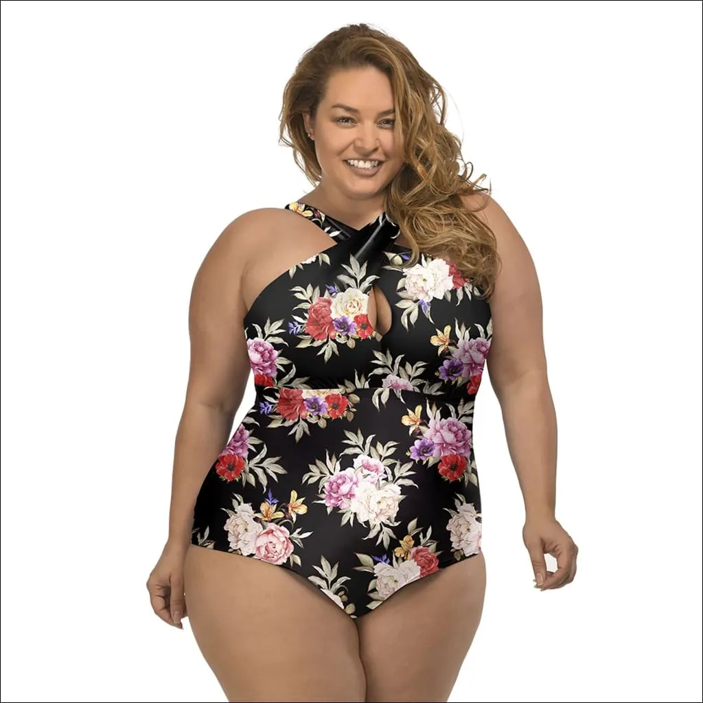 Lysa Women’s Plus Size Kylie Keyhole Floral One Piece Swimsuit 0X 1X 2X 3X
