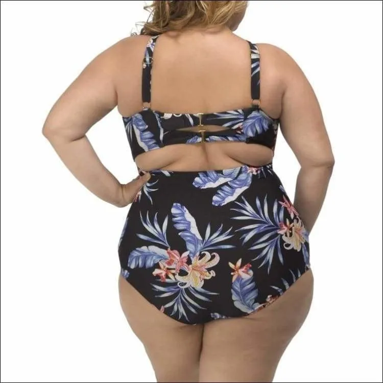 Lysa Women’s Plus Size Kylie Keyhole Floral One Piece Swimsuit 0X 1X 2X 3X