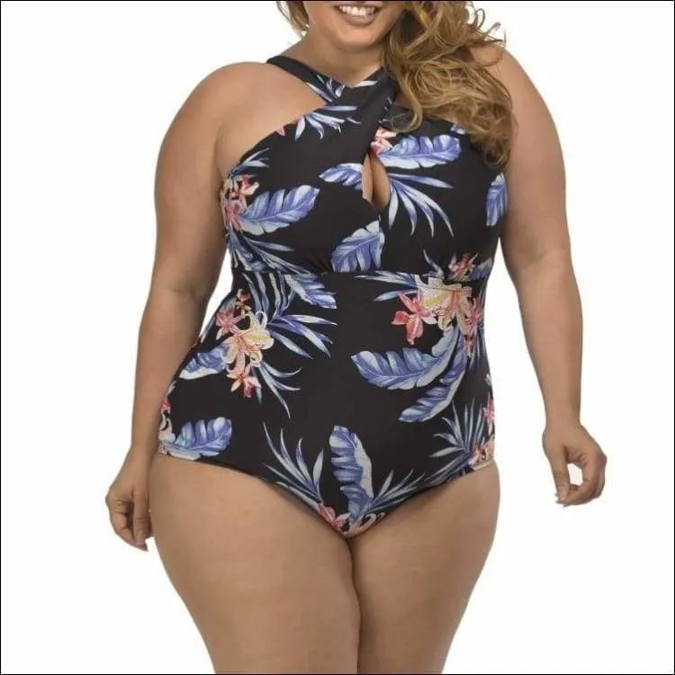 Lysa Women’s Plus Size Kylie Keyhole Floral One Piece Swimsuit 0X 1X 2X 3X