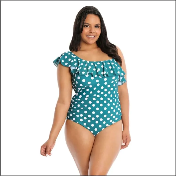 Lysa Women’s Plus Size Raya Ruffle Single Shoulder One Piece Swimsuit 0X 1X 2X 3X