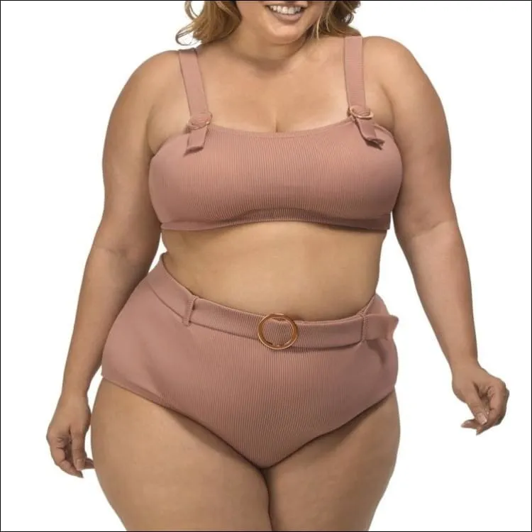 Lysa Women’s Plus Size Ribbed Olivia Bikini Swimsuit 2pc Set 0X 1X 2X 3X