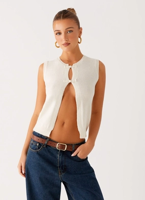Maali Knit Top - White Airflow Ventilation Fun Design Maali Knit Top - White