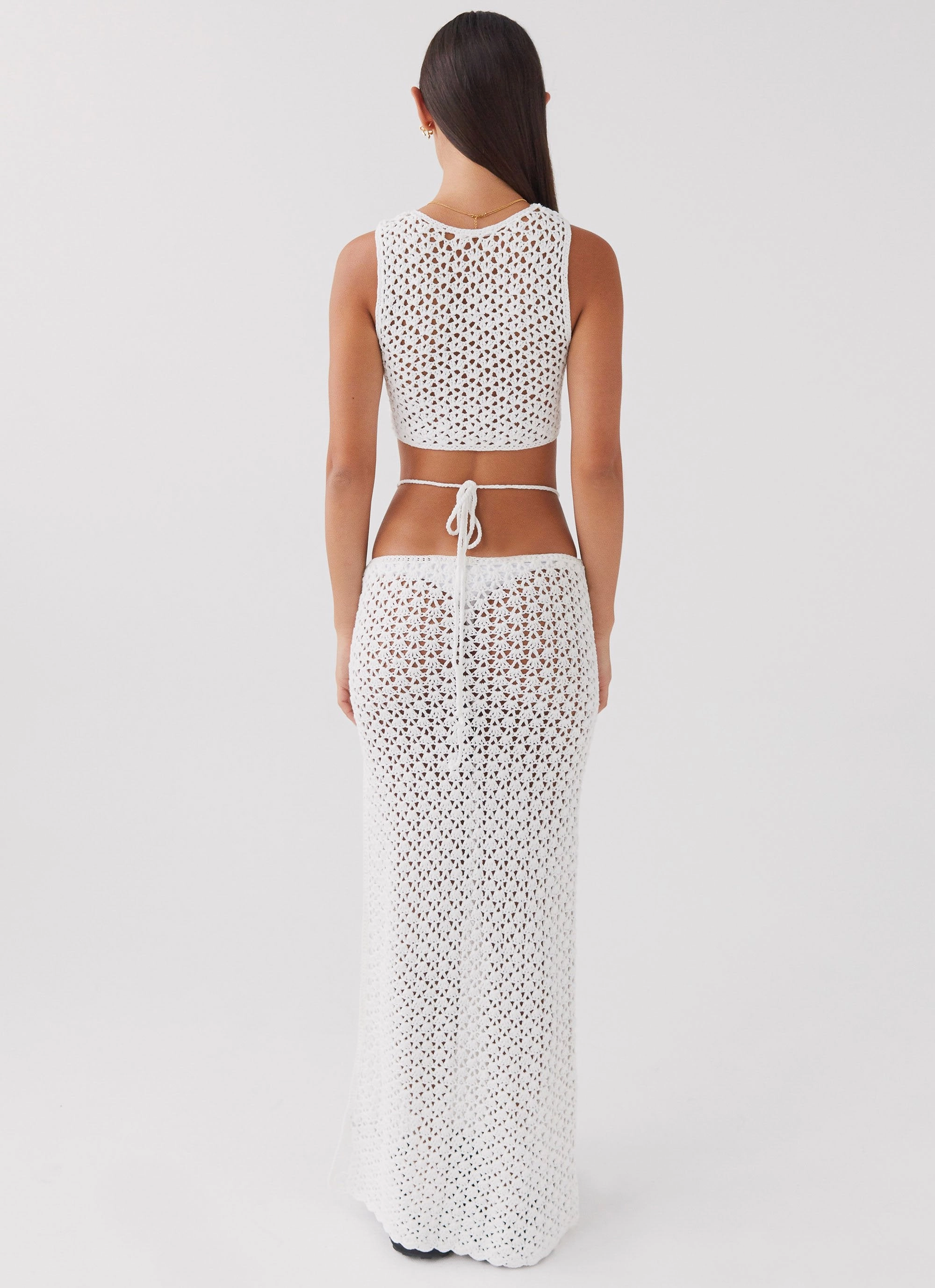 Mabel Bay Crochet Maxi Skirt - White QuickAccess Pockets
