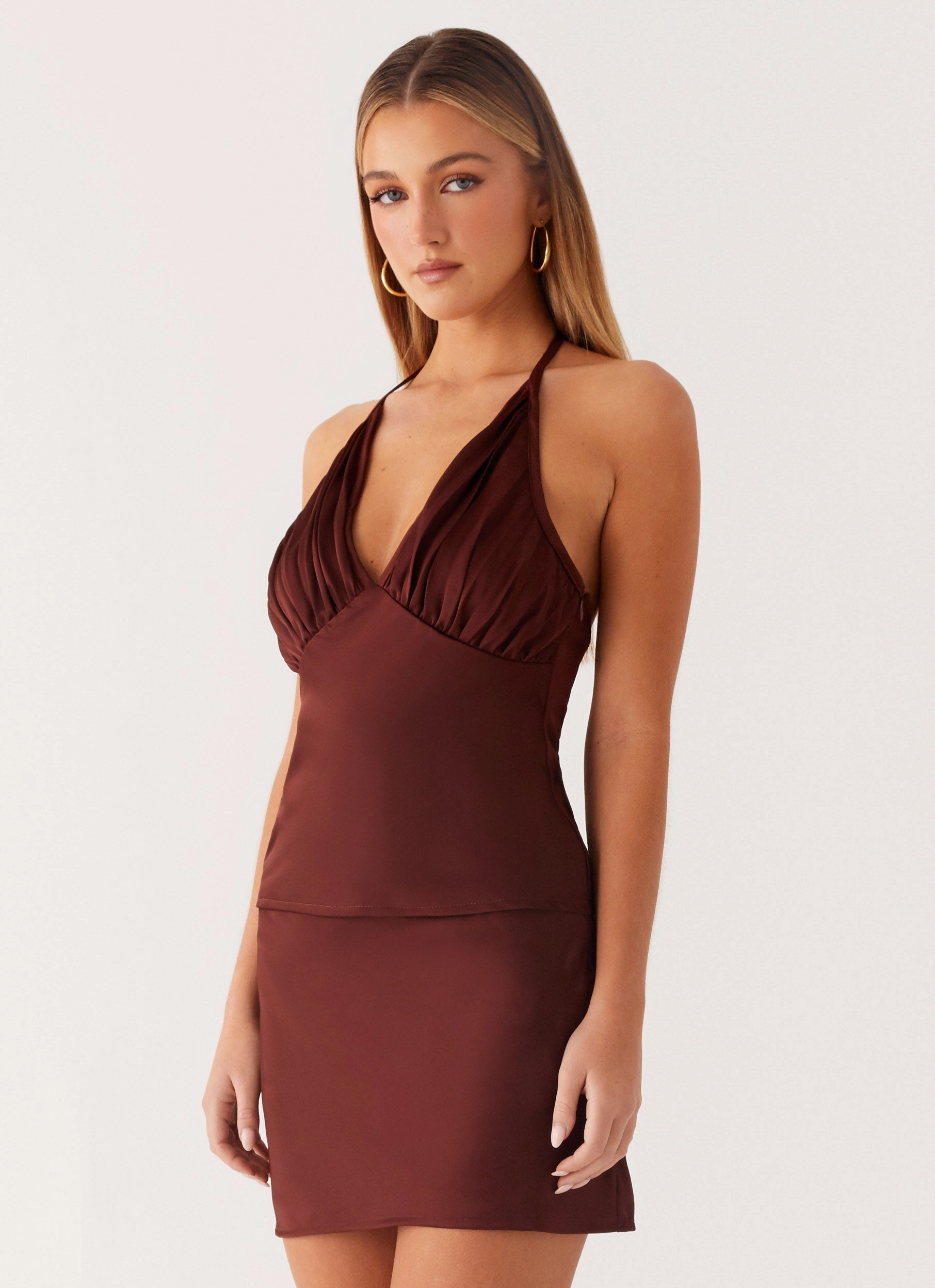 Mabel Halter Top - Chocolate Casual Work Look