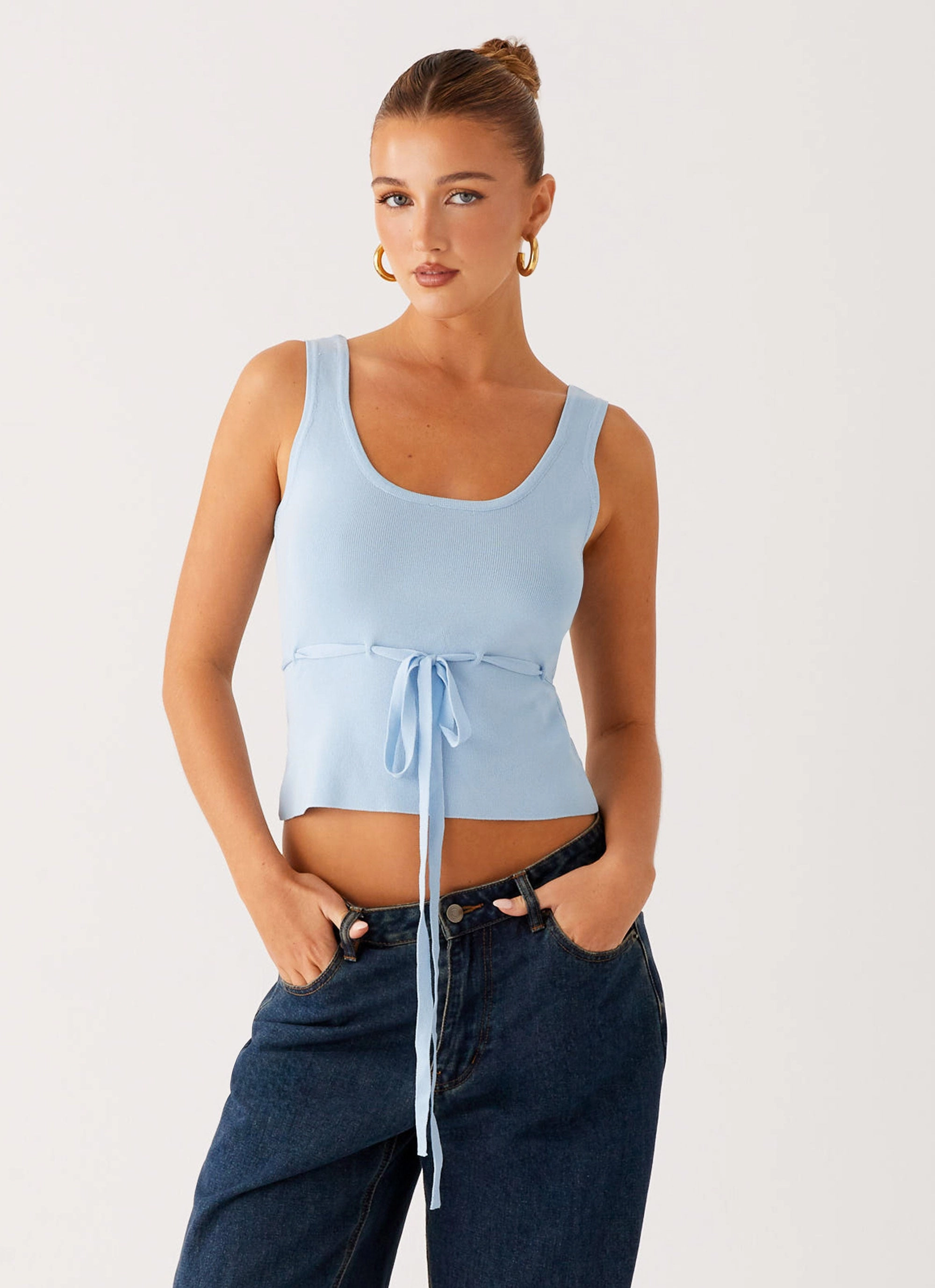 Modern Polo Ribbed Trims Macall Knit Tank - Blue