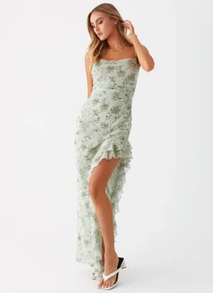 Princessa Maxi Dress - Sage Floral Trendsetter Choice Patterned Texture