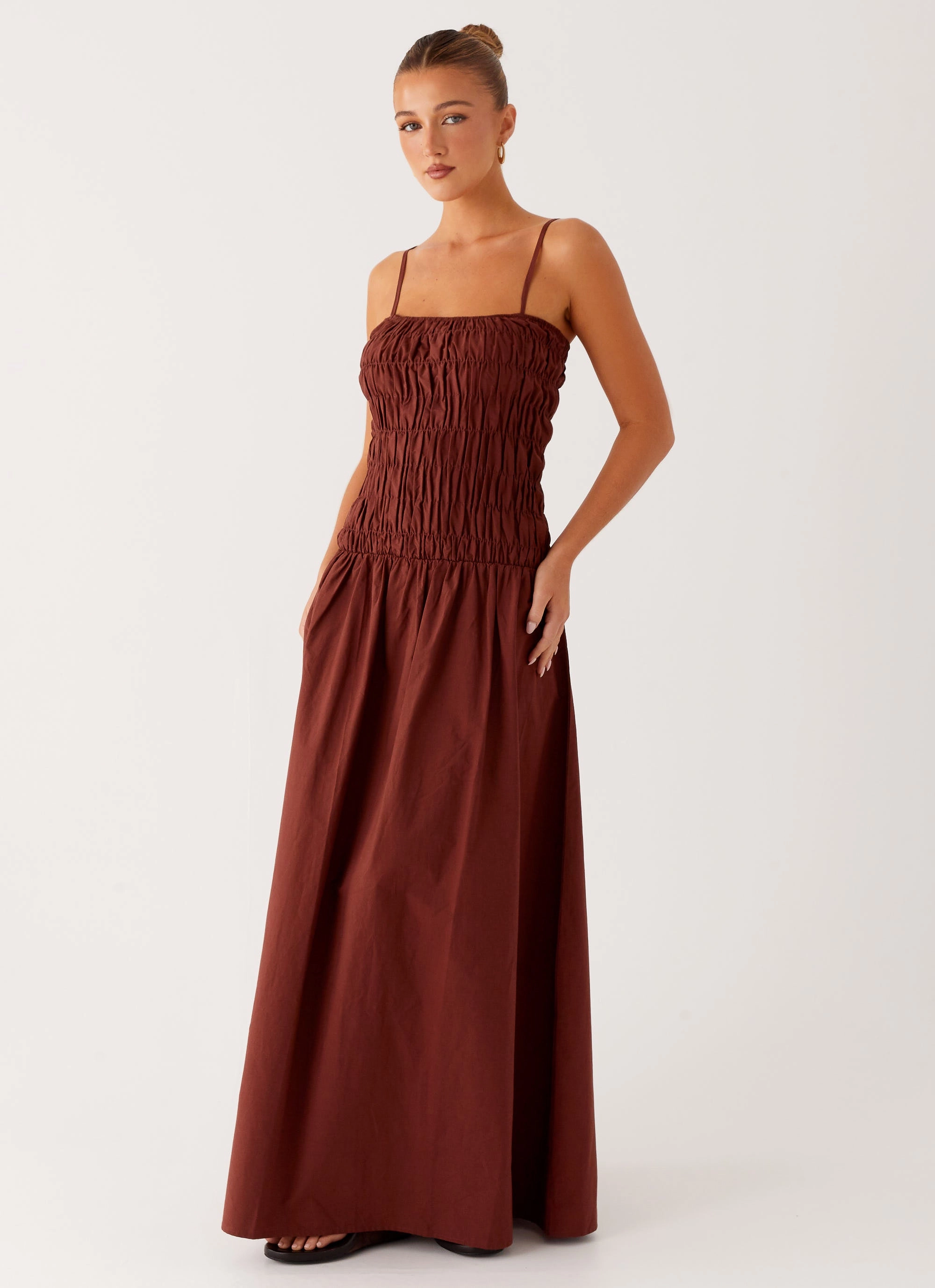Brooke Maxi Dress - Chocolate Nordic Calm Crystal-Detail