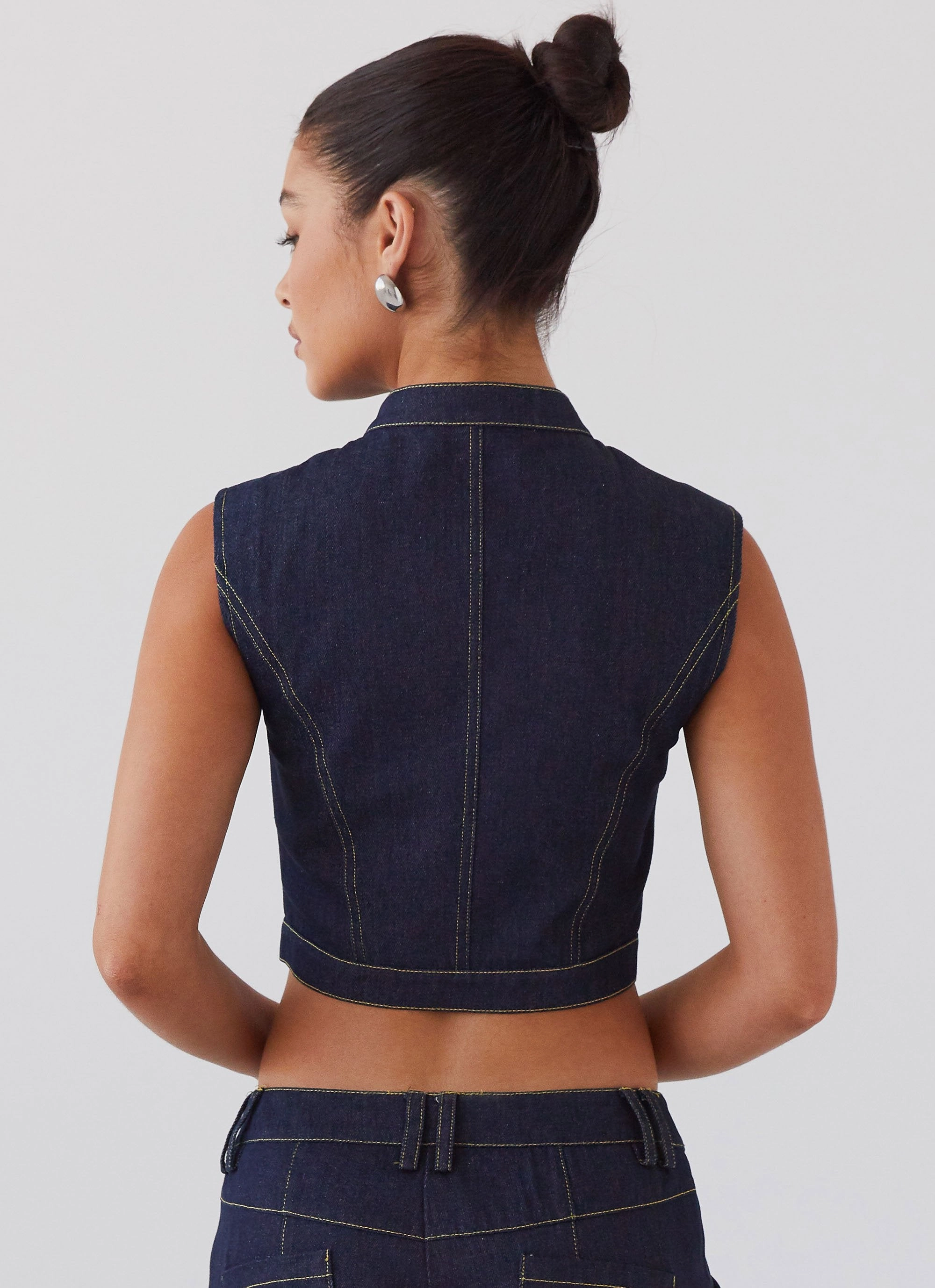 Greedy Denim Buckle Top - Indigo FlexibleCuffs