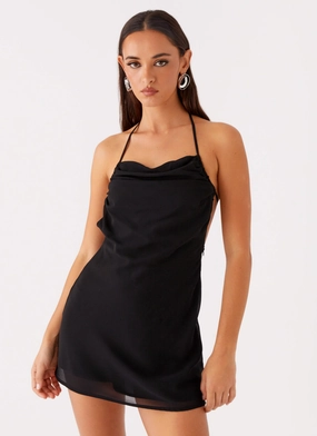 Refined Style Ines Chiffon Mini Dress - Black