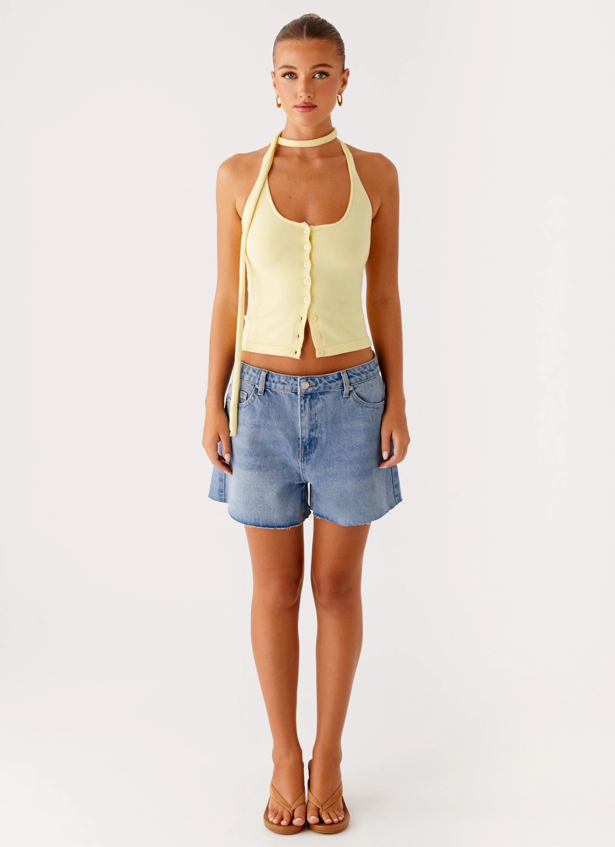 Madden Knit Scarf Top - Yellow FlexFoamInserts Low Profile Zipper