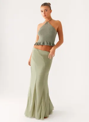 Reinforced Hemline Maddox Maxi Skirt - Sage