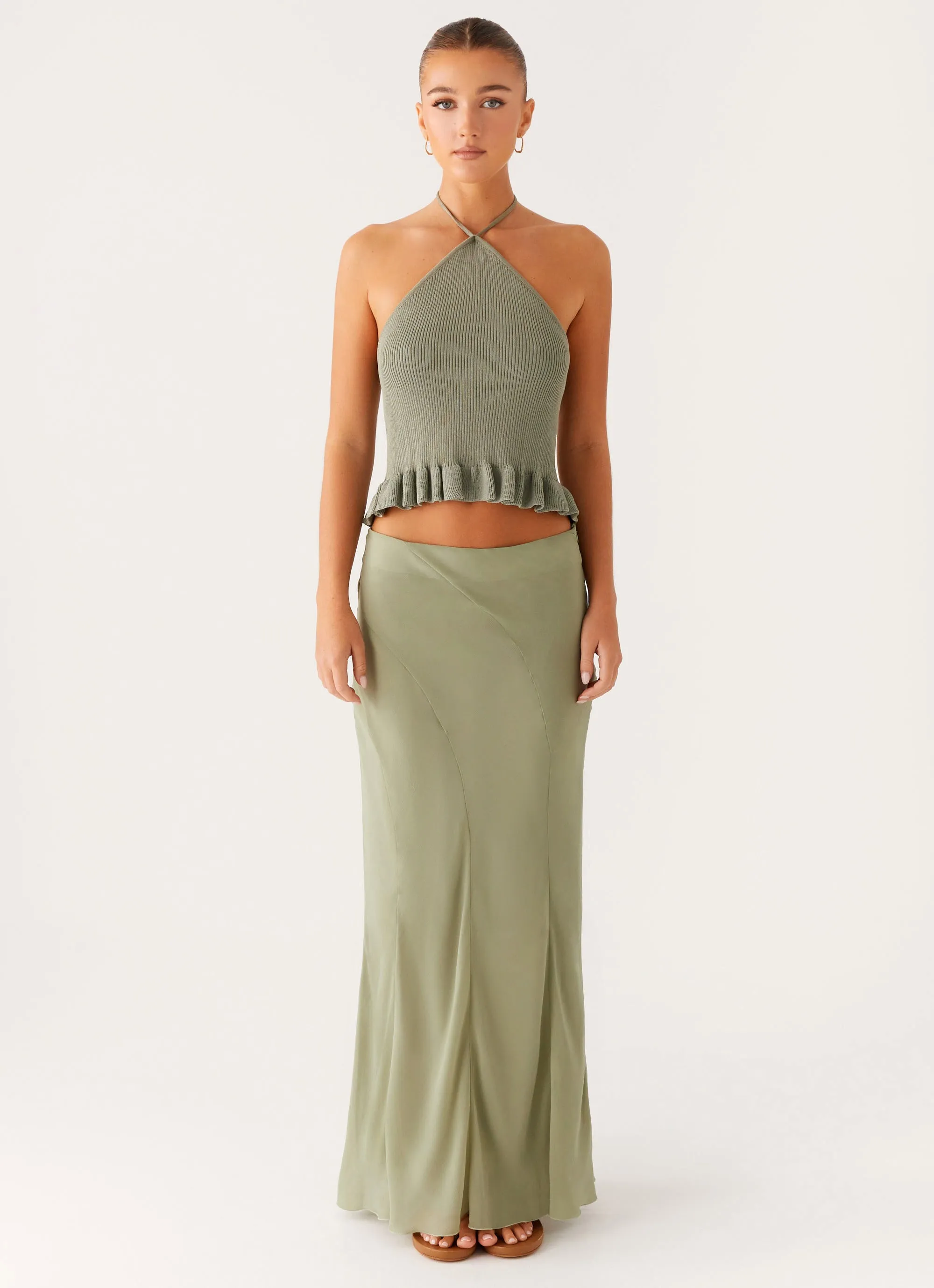 Maddox Maxi Skirt - Sage Creative Layering Breezy Outfit