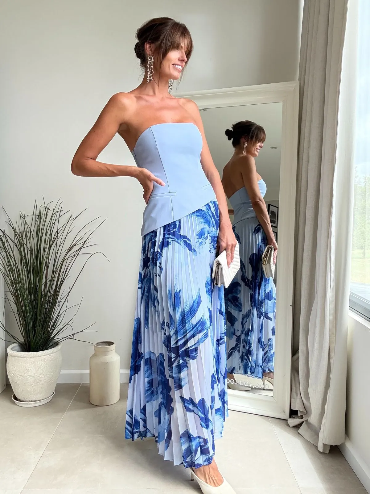 Madelaine Bandeau Dress in Blue QuickReleaseClasp Natural Drape