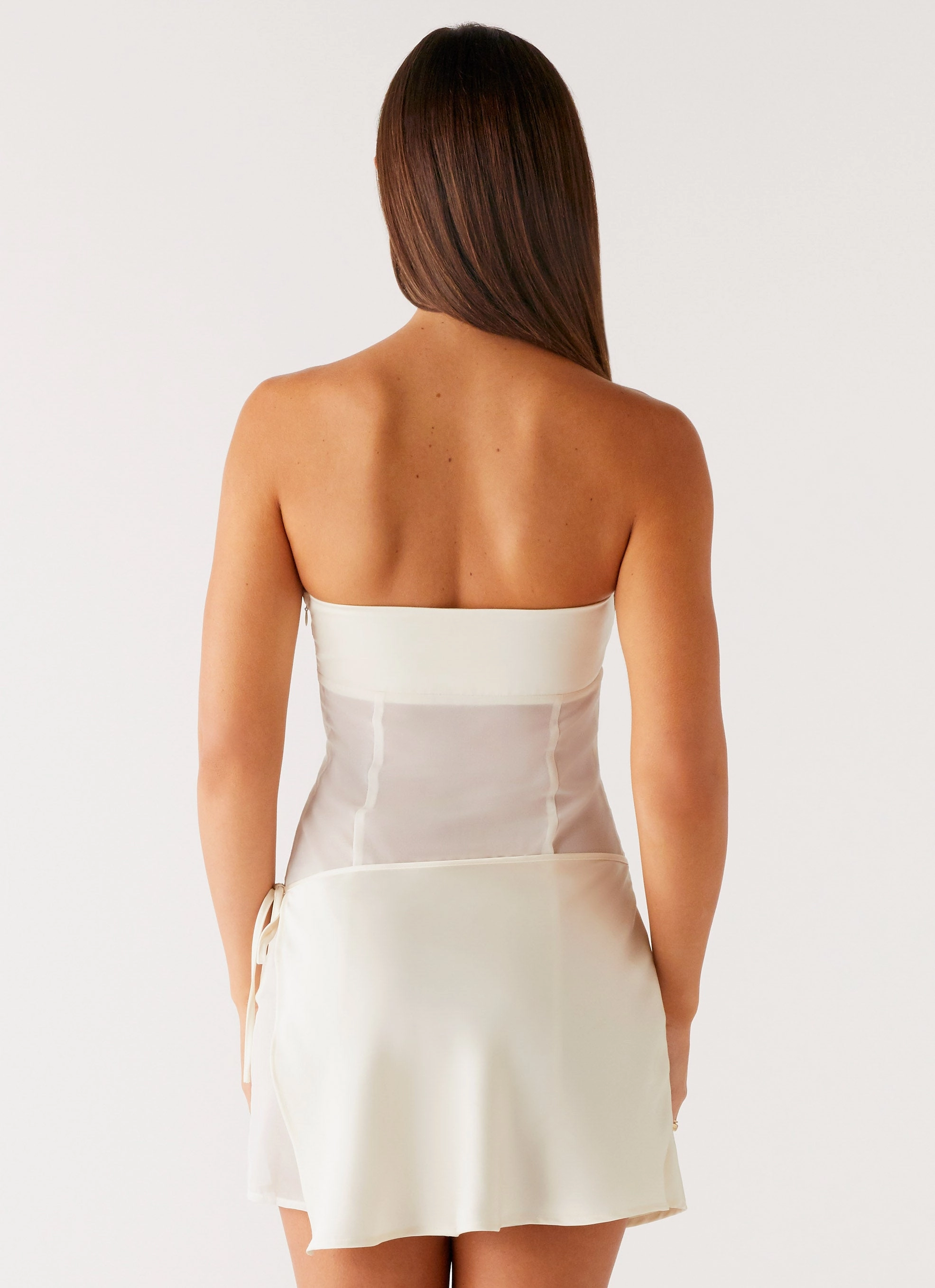 Versatile Touch Satin-Finish Philomena Mini Dress - Off White