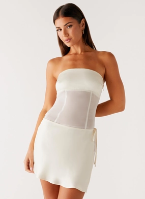 Magnetic Fastening Method Philomena Mini Dress - Off White Sleek Volume Polite Tone Philomena Mini Dress - Off White