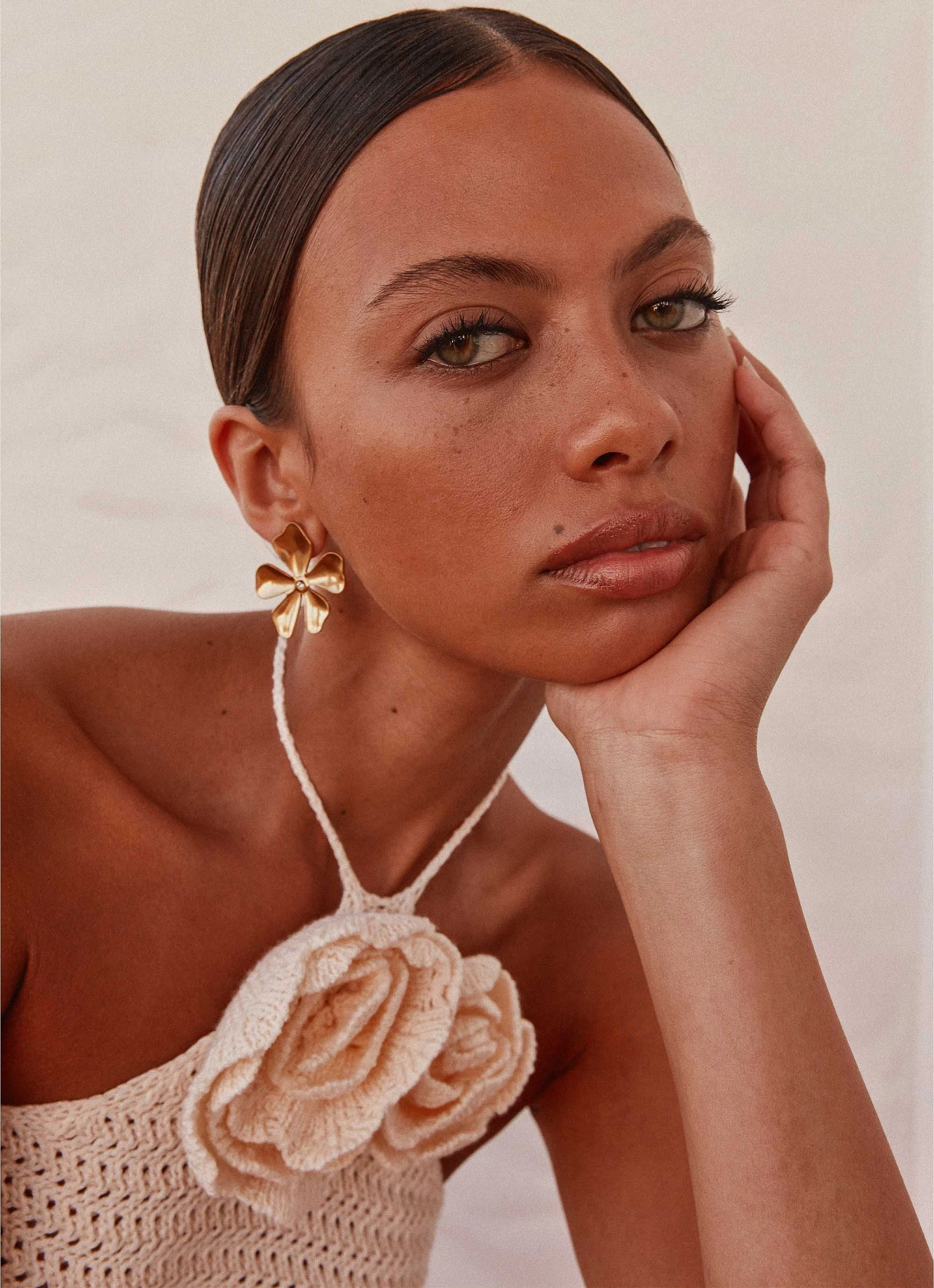 Maia Rose Crochet Top - Ivory Office Wear