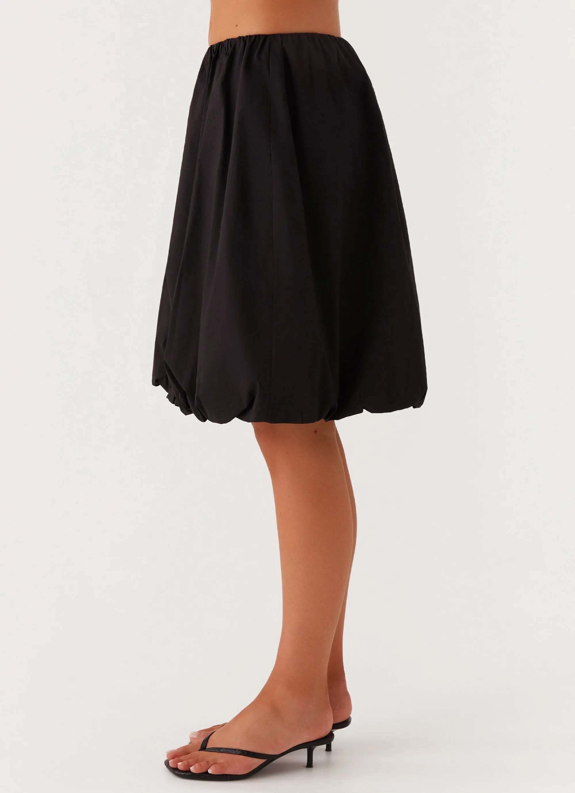 Make Way Bubble Midi Skirt - Black All Day Cotton Rich