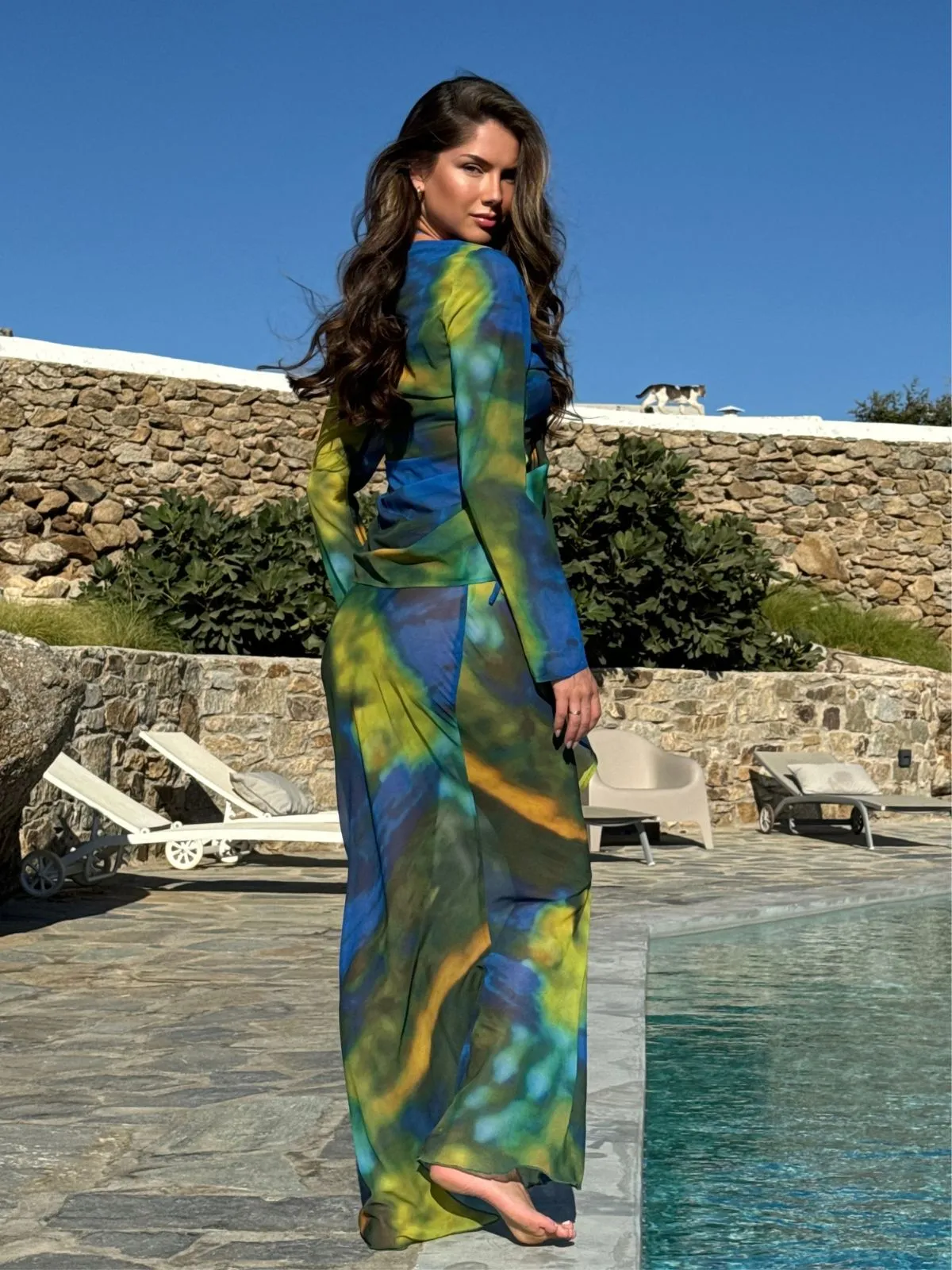 Malibu Sheer Beach Maxi Skirt / Blue and Green Fashion Collab
