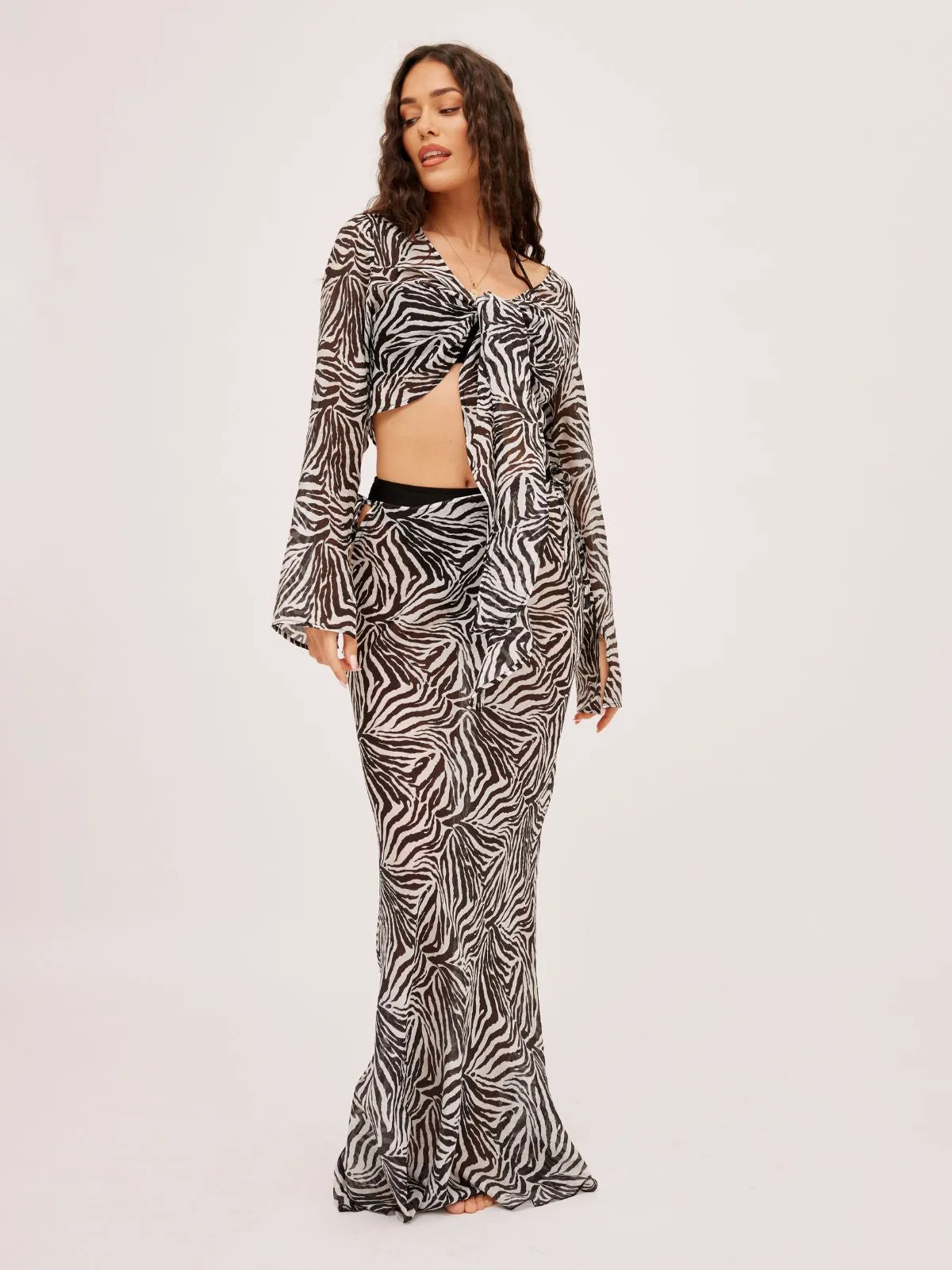 Malibu Sheer Beach Maxi Skirt / Zebra Fashion Pulse
