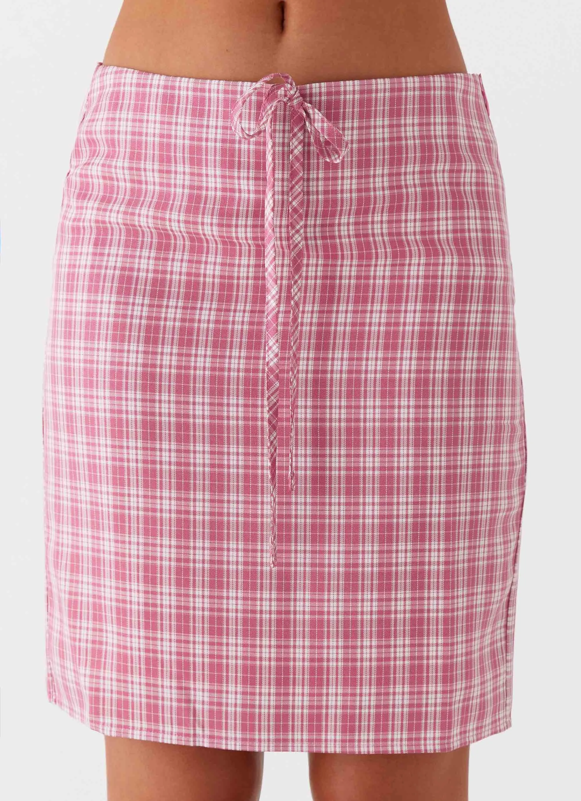 Lined interior Mamita Midi Skirt - Pink Check
