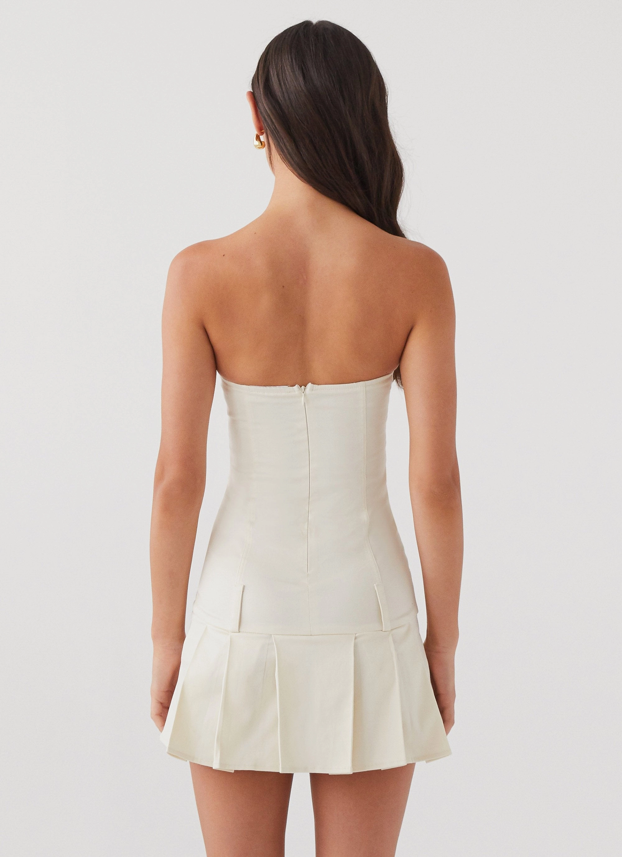 Case Closed Mini Dress - Cement Natural Silhouette