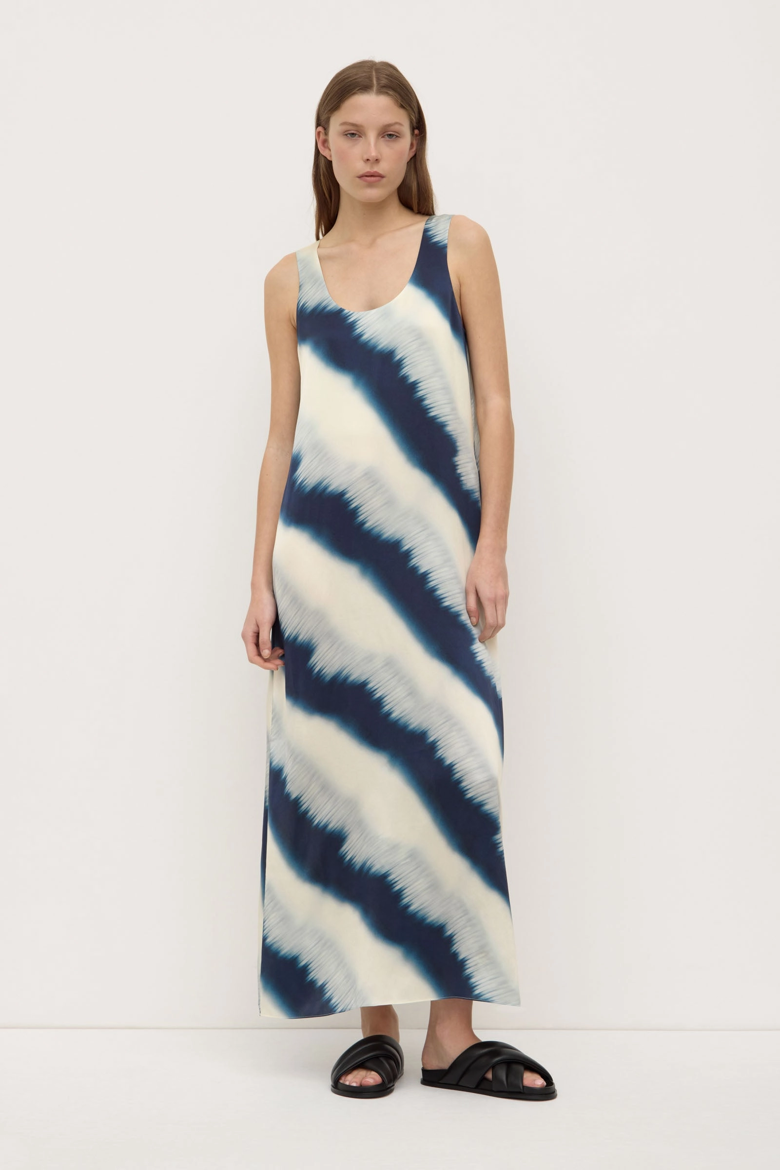 Marabella Silk Midi Dress Feminine Line ContrastStitching