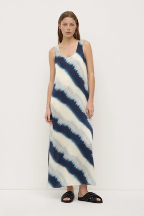 Marabella Silk Midi Dress Feminine Line ContrastStitching