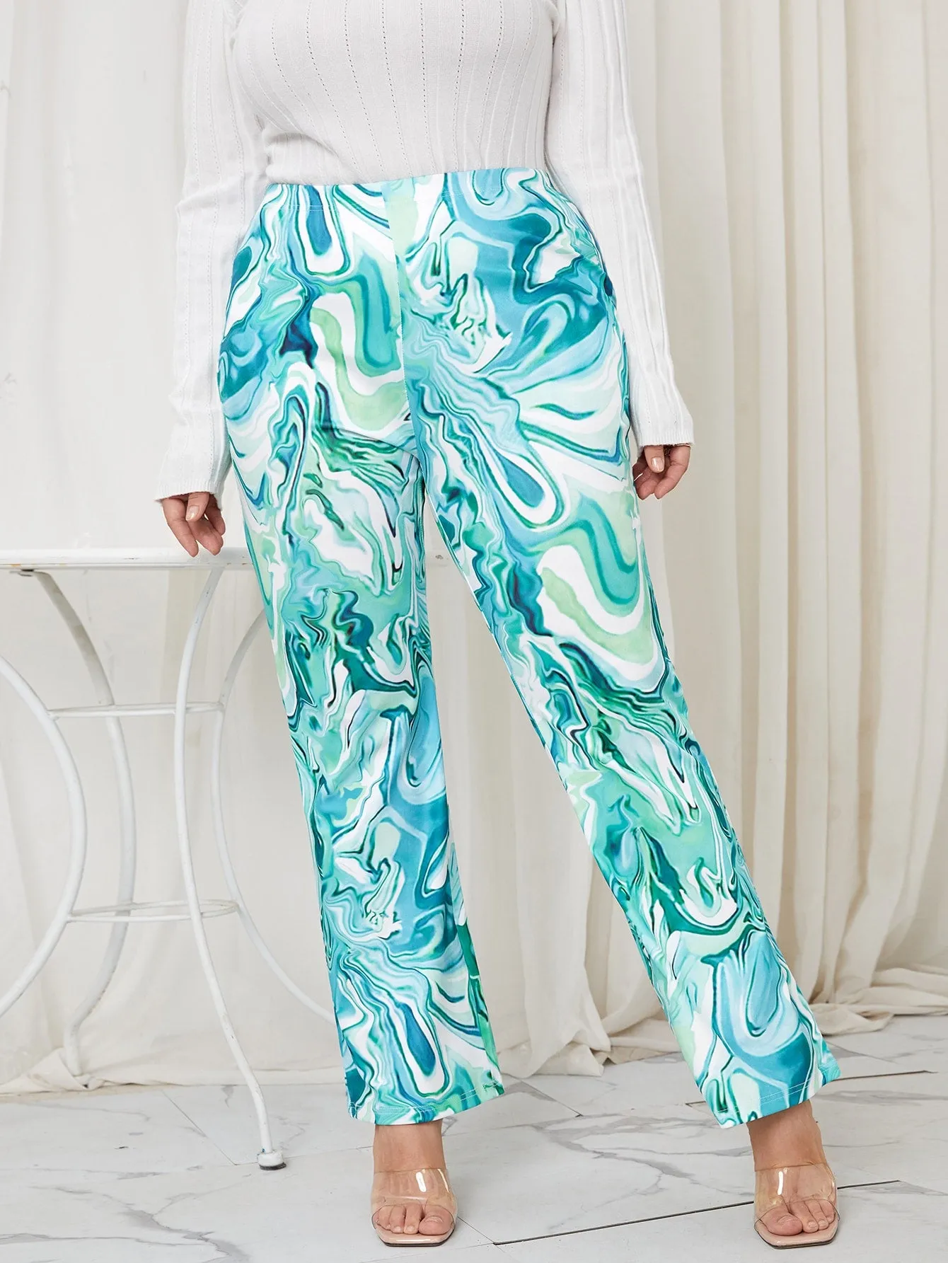 Marble Long Plus Size Pants