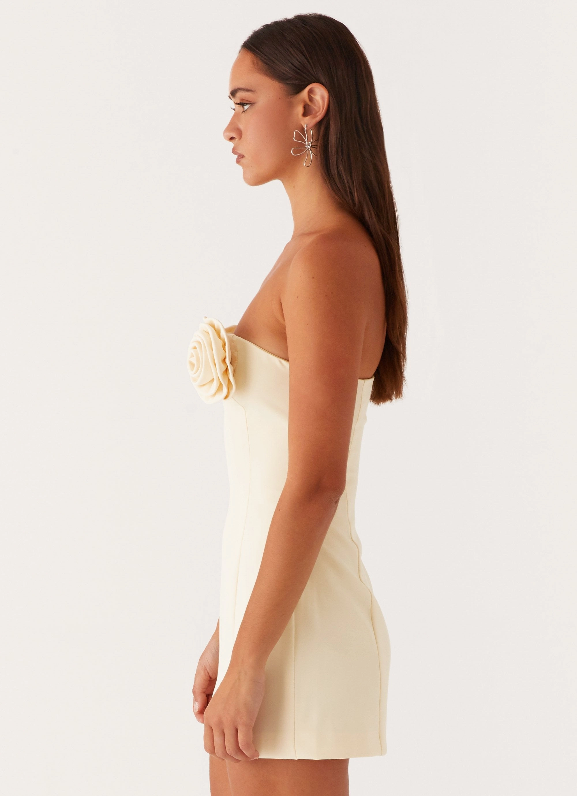 Patsie Strapless Mini Dress - Yellow Lightweight-Comfort