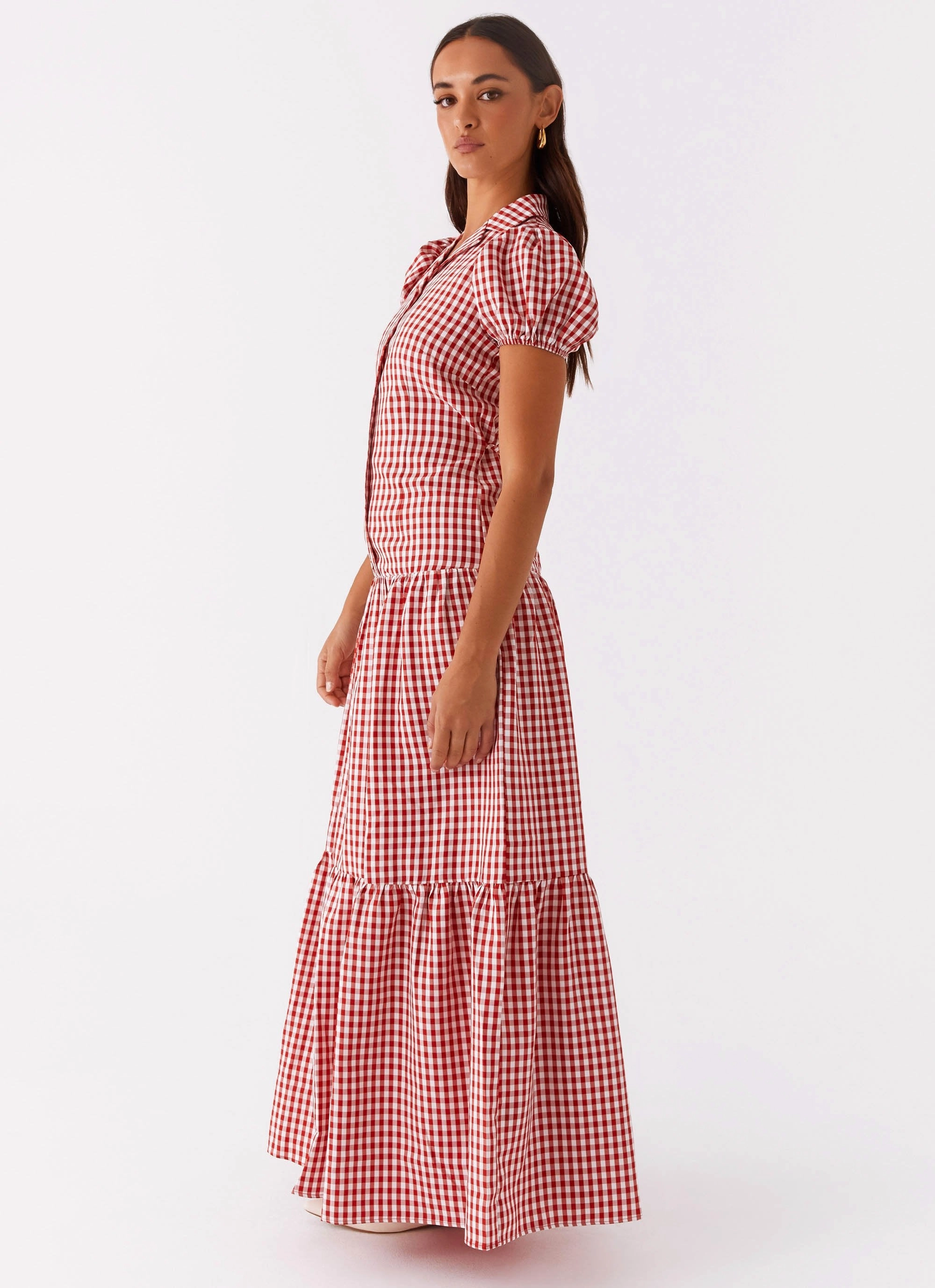 Verity Maxi Dress - Red Gingham Soft Detail Balanced Tones