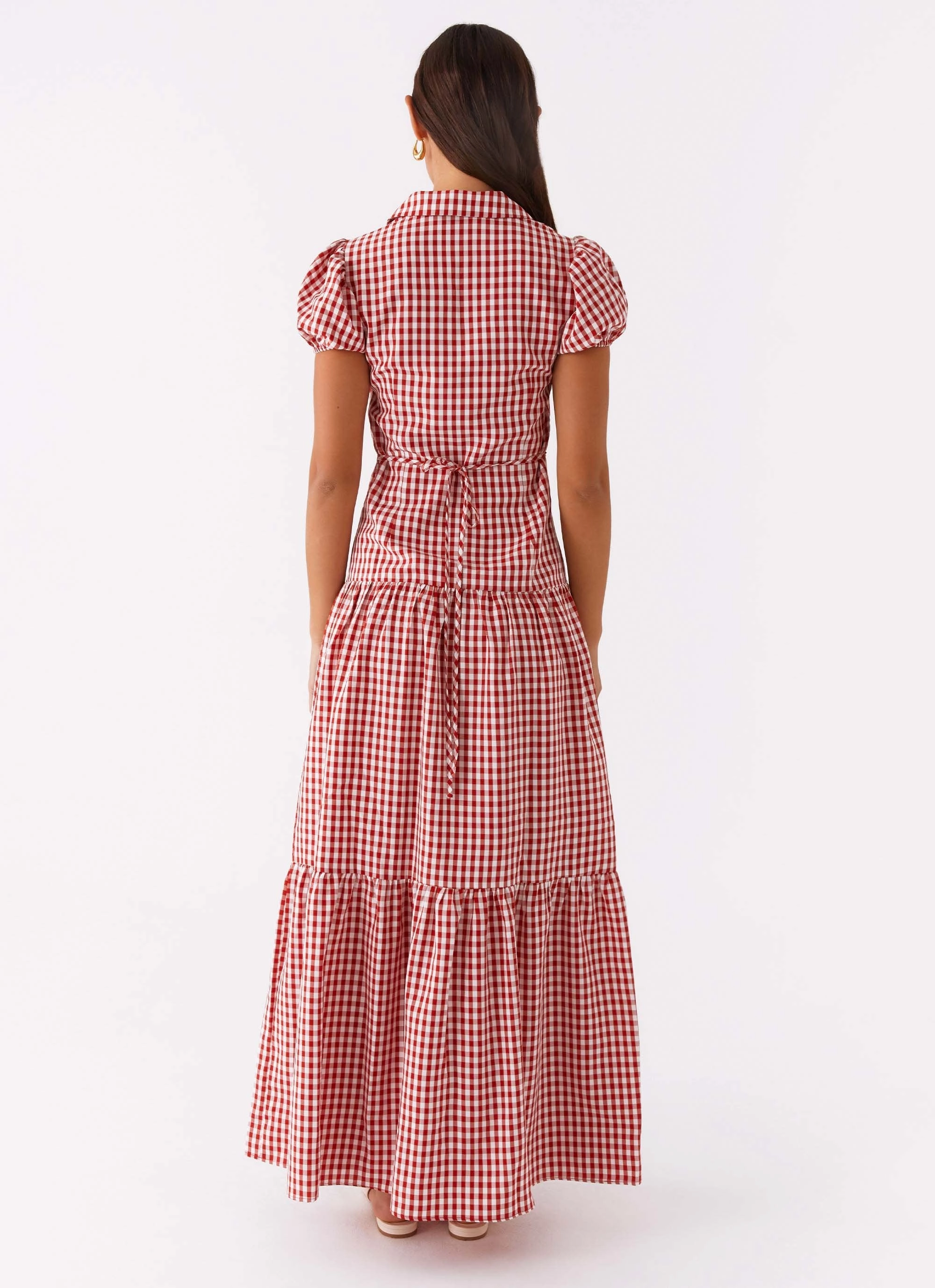 Verity Maxi Dress - Red Gingham Fresh Color Winter Layering