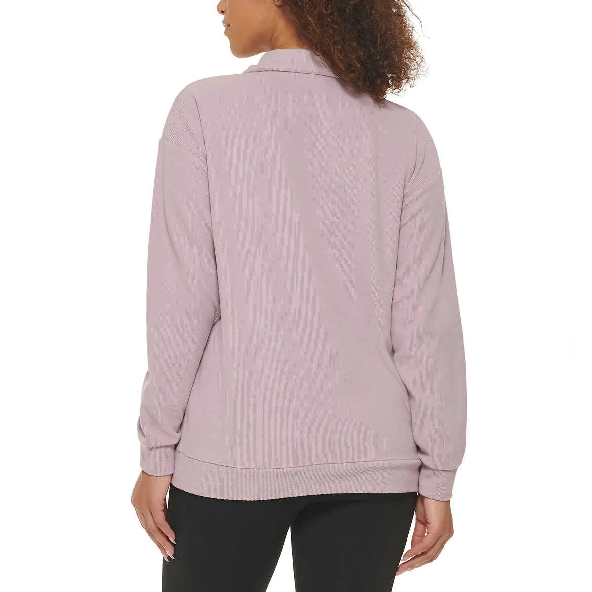 Marc NY By Andrew Marc Women's Kangaroo Pocket Ribbed Quarter Zip Sweatshirt Pullover Top