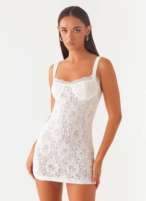 Maree Lace Mini Dress - White Calm Aesthetic