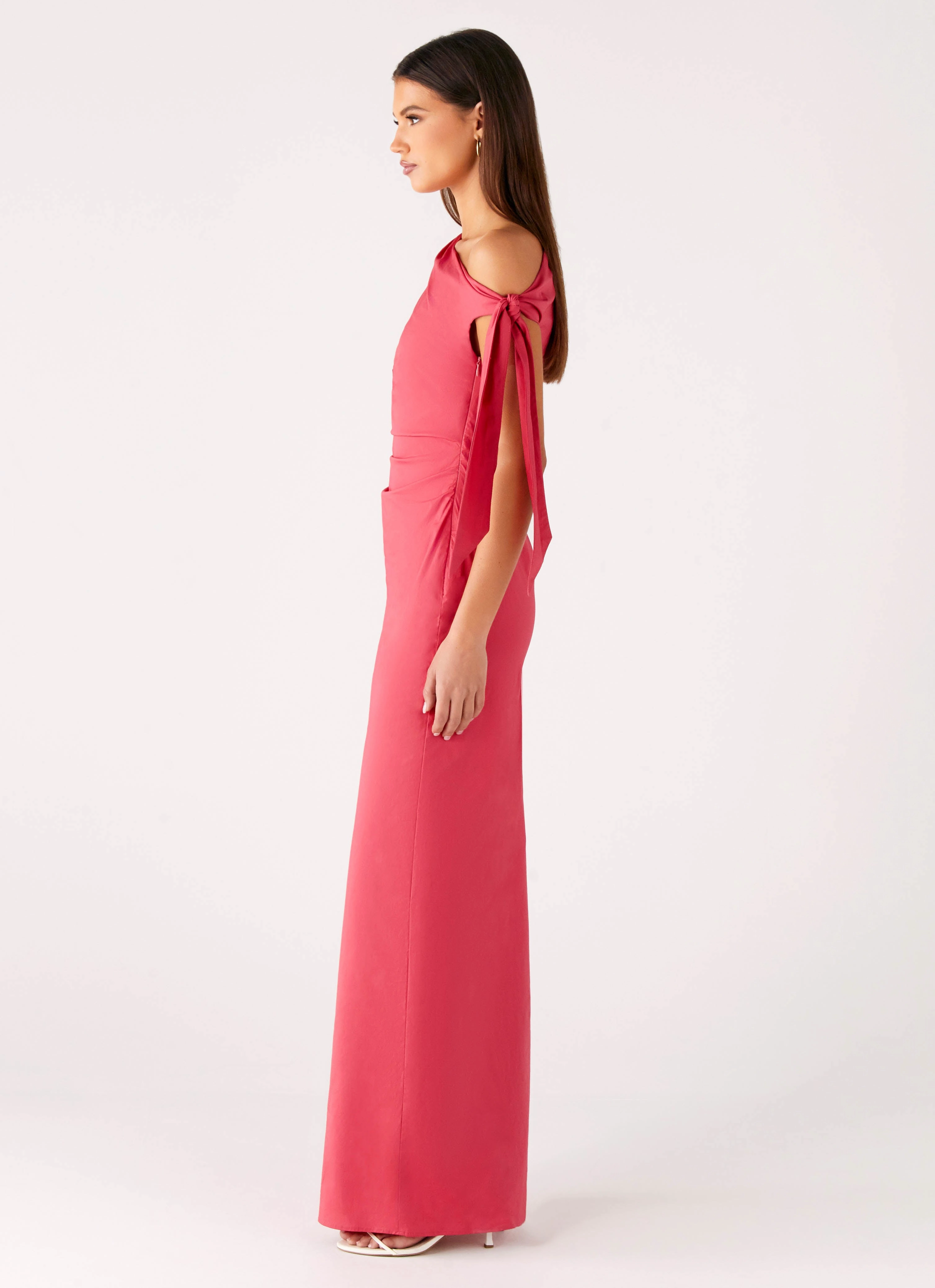 Light Shape Fitted Design Marella Maxi Dress - Coral