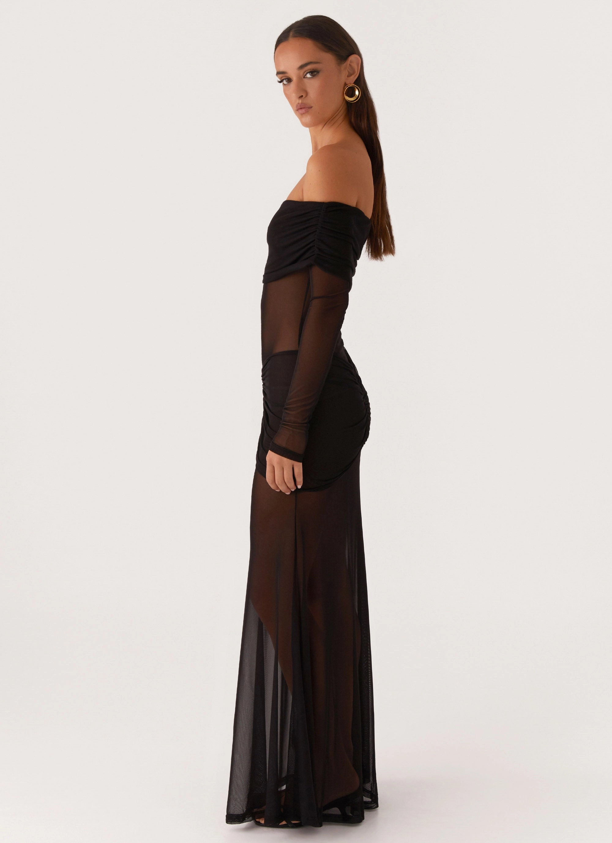 Maren Off Shoulder Maxi Dress - Black Classic Comfort
