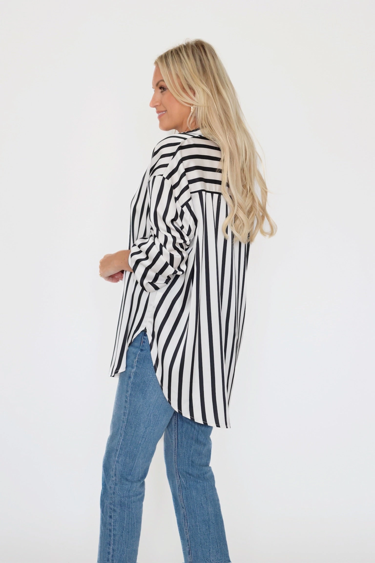 Maren Satin Button Down - Black RecycledBlend