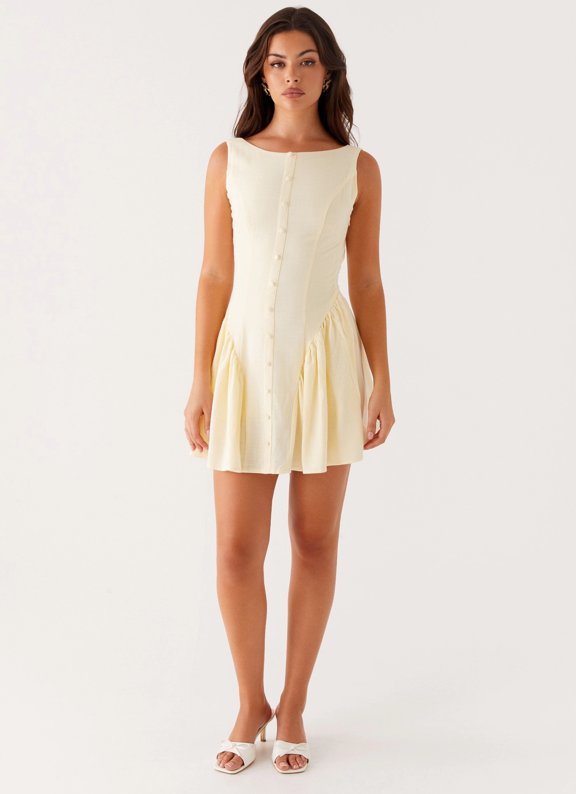 Margo Mini Dress - Pale Yellow Silky-Lining Versatile Look