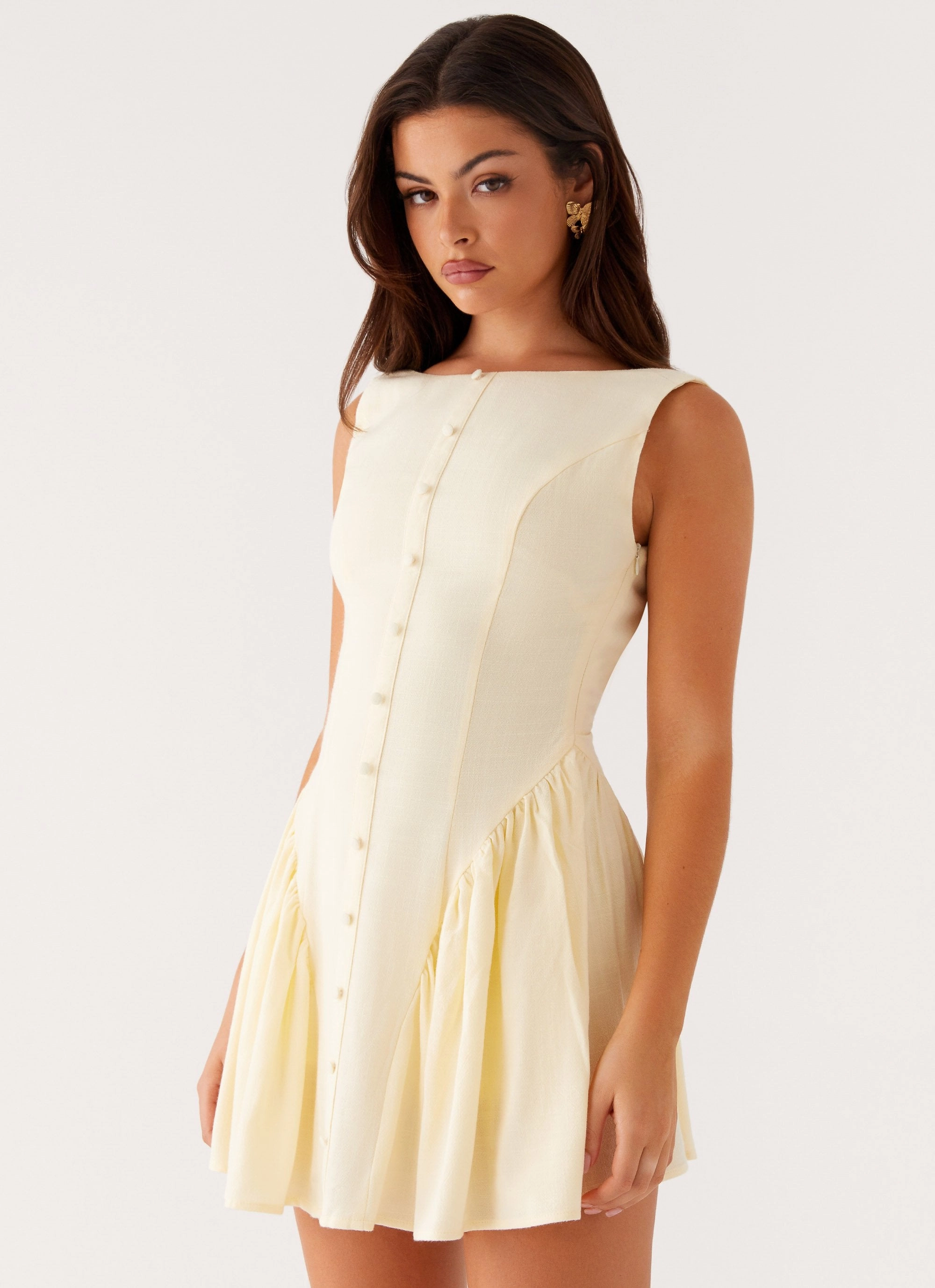 Work Option Country View Margo Mini Dress - Pale Yellow