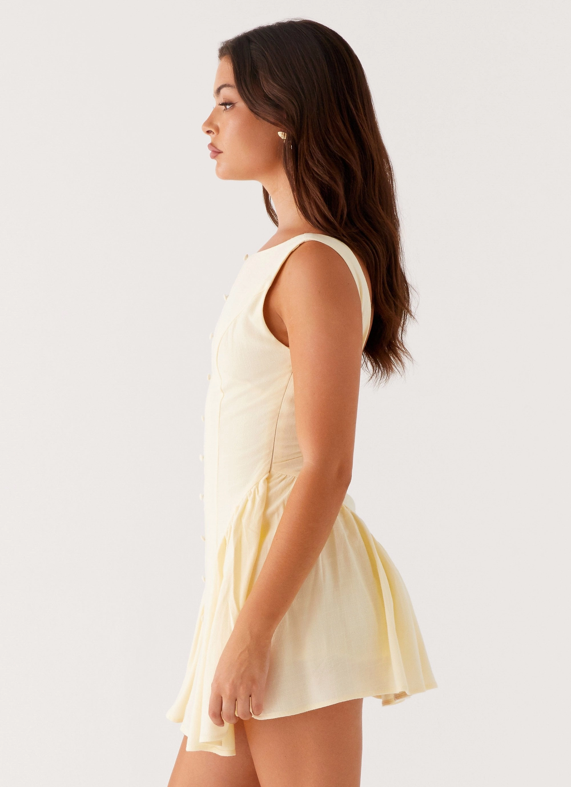 Margo Mini Dress - Pale Yellow Linen Chic