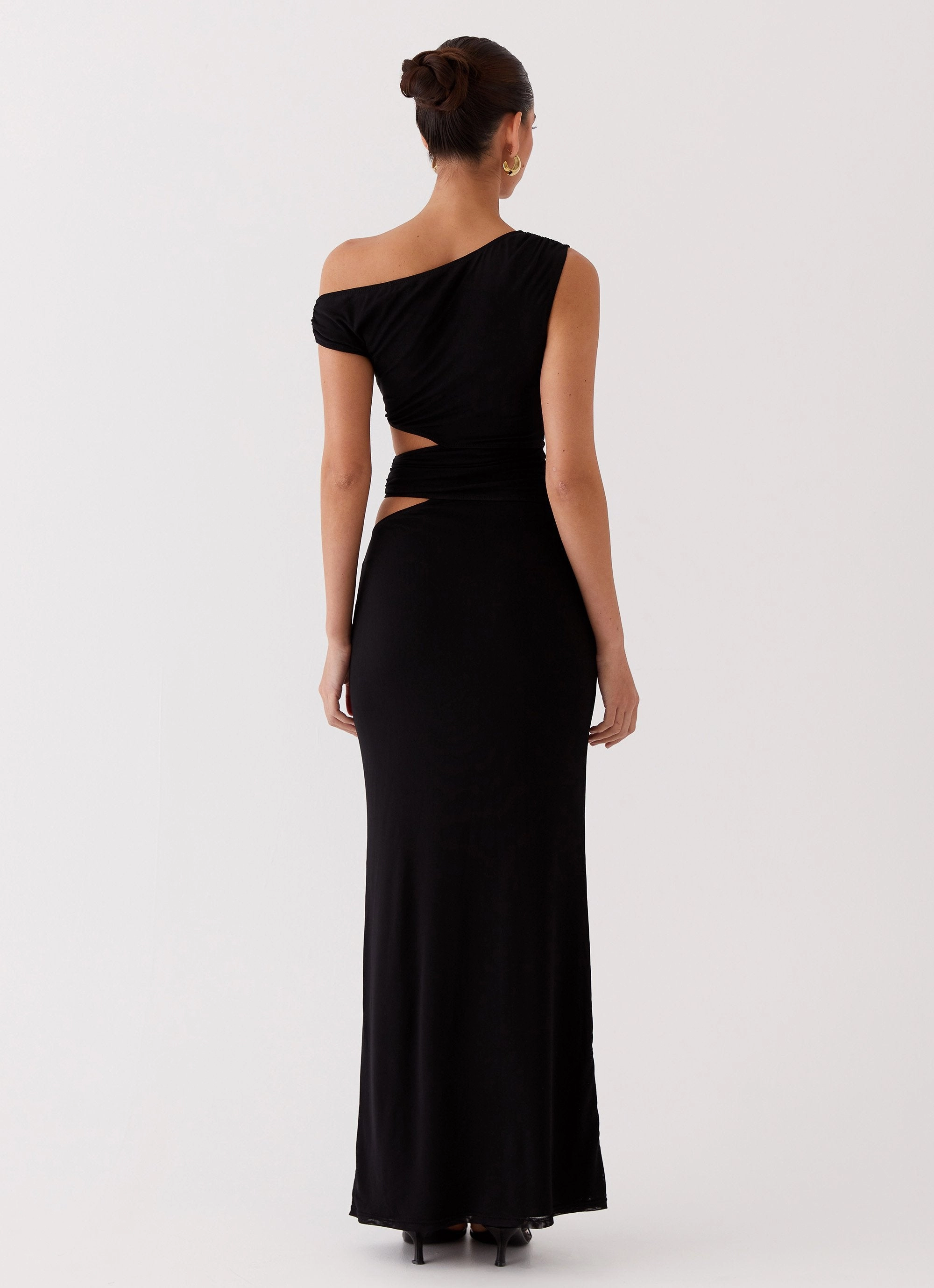 Hook-And-Eye Margot One Shoulder Maxi Dress - Black