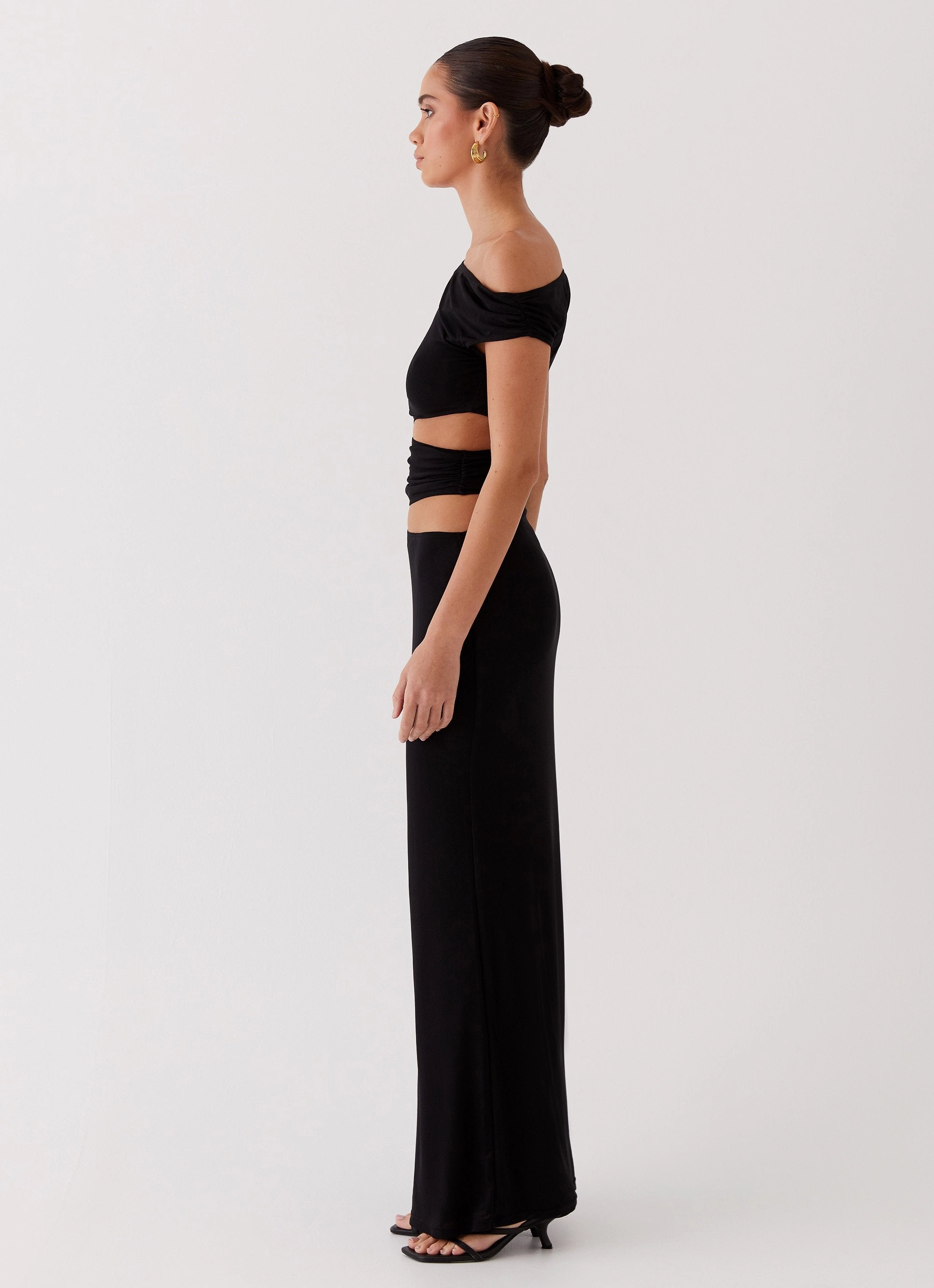 Margot One Shoulder Maxi Dress - Black Texture Edge