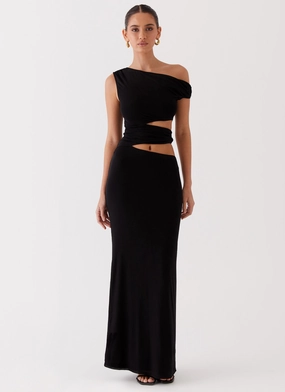 Margot One Shoulder Maxi Dress - Black Daily Movement