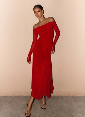 Maribel Maxi Dress - Red Wrap Glow Chic Design