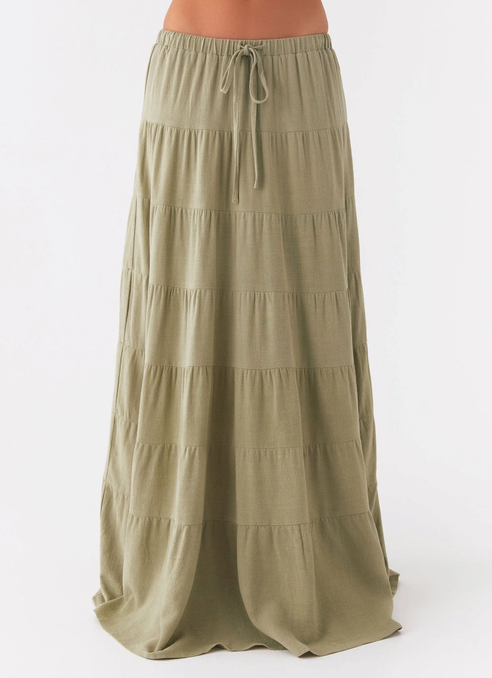 Mariella Linen Maxi Skirt - Sage Style Moment Simple Comfort