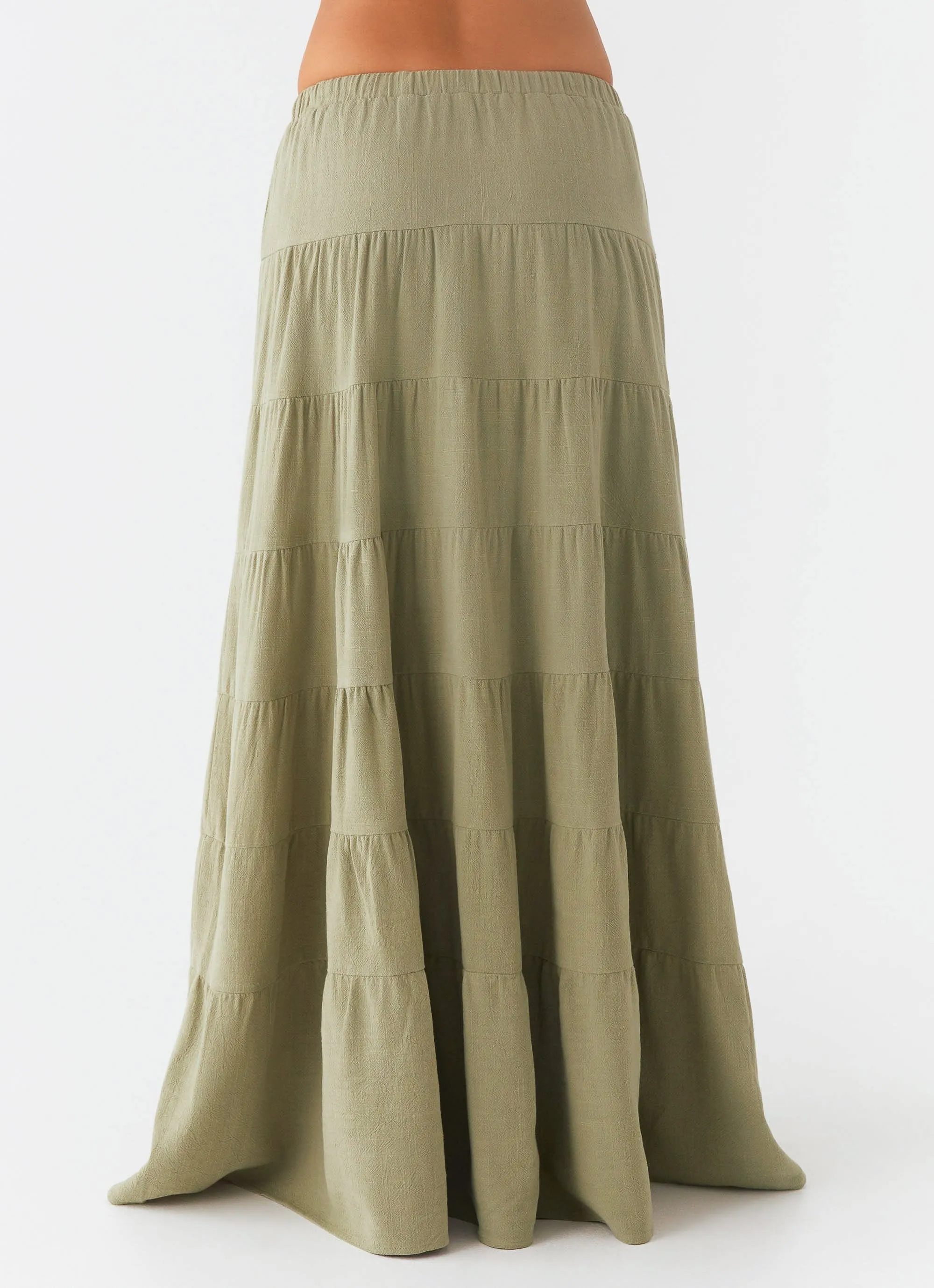 Anti Pilling Fabric Clean Finish Mariella Linen Maxi Skirt - Sage