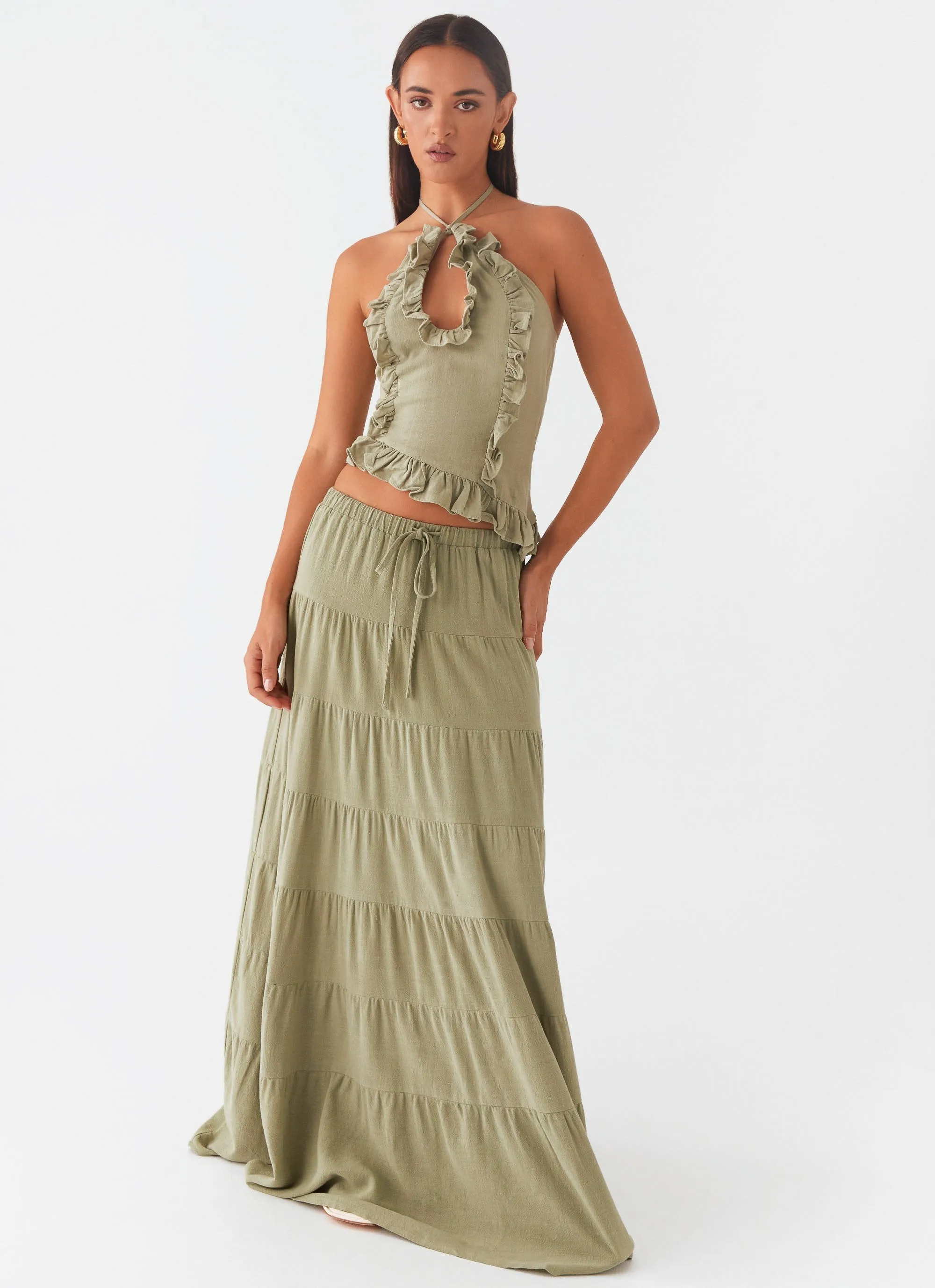 Mariella Linen Maxi Skirt - Sage Breezy Style