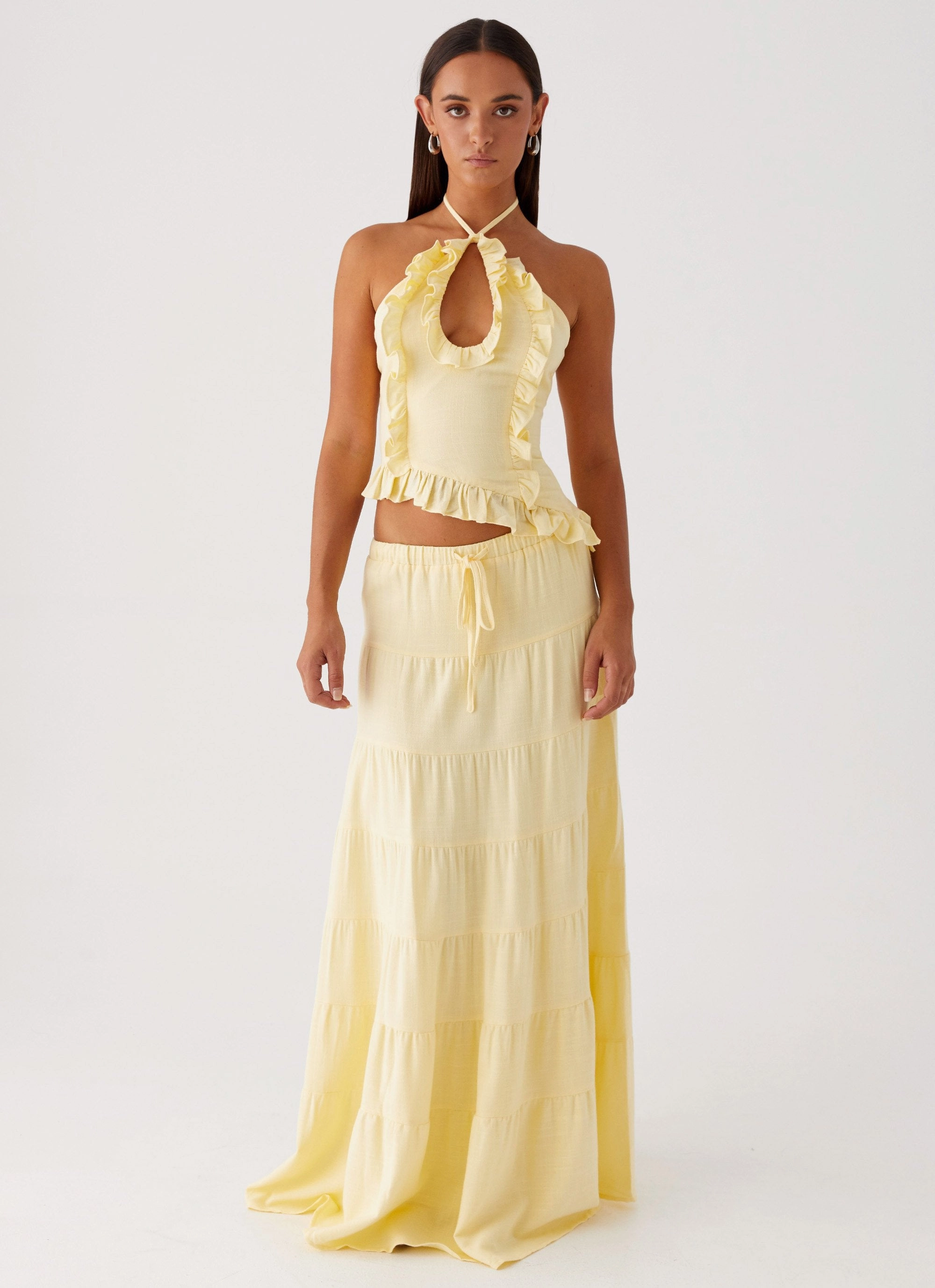 Minimalist Silhouette Mariella Linen Top - Yellow