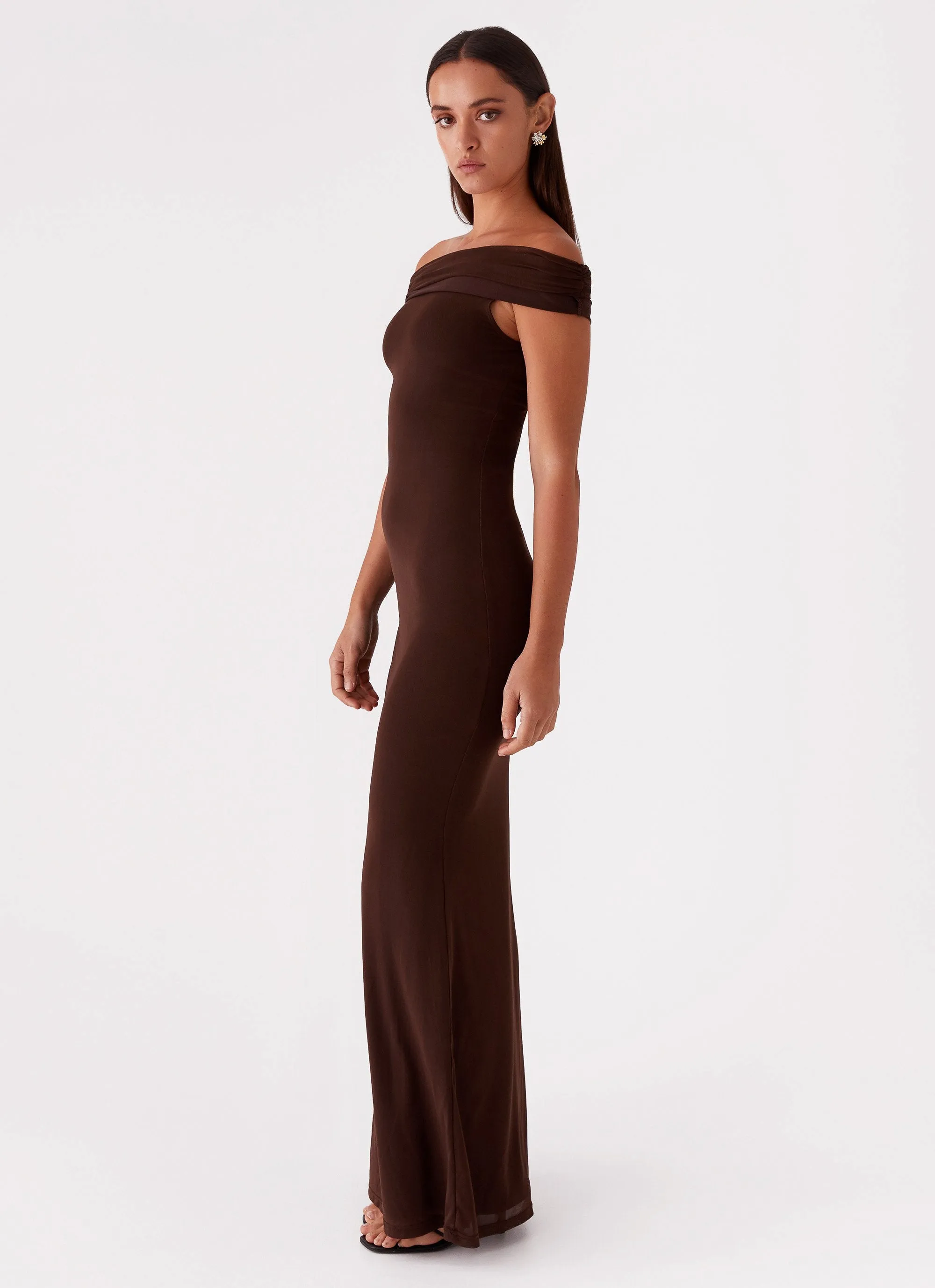 Quick Release Placket Marilyn Maxi Dress - Chocolate