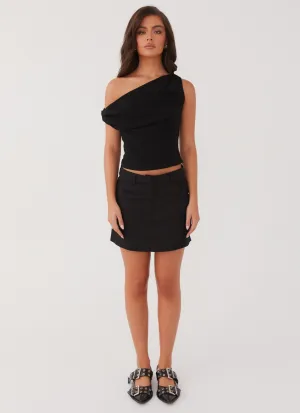 Marissa Linen Mini Skirt - Black Luxury Feel