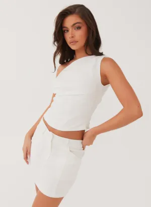 Marissa Linen Mini Skirt - White Reinforced Hems Quick Wear